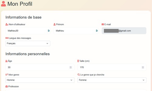 Paramètre ton profil