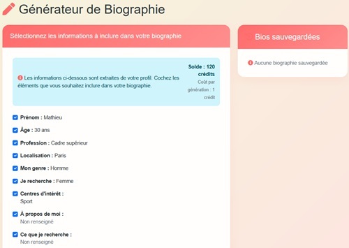 Crée ta biographie idéale